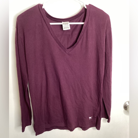 PINK Long Sleeve Tee Maroon color Sz XS - Picture 3 of 4